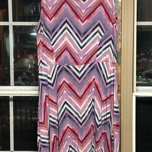 a.n.a Chevron V‑Neck Maxi Dress in Pink, Purple & Navy
